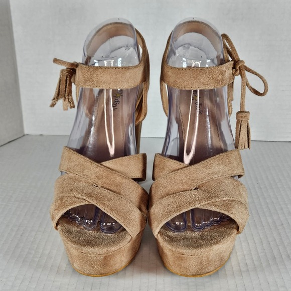 Seven Dials Nude Naomi Platform Block Heels With Tassels Size 9 - Picture 2 of 8